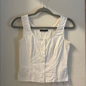 Brandy Melville White Button-Up Sleeveless Top